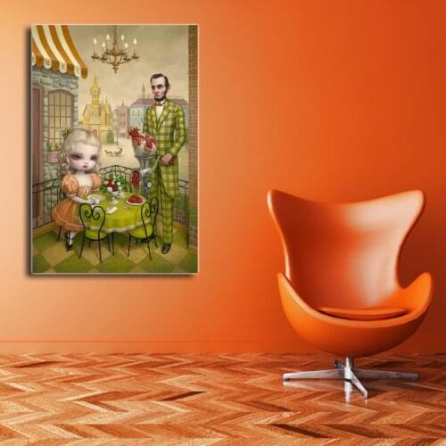 Abe Lincolnes Grinding Meat For Lunch By Mark Ryden Art Canvas Poster Oil Painting Wall Picture Print Home Bedroom Decoration HD