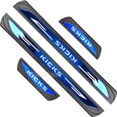 For Nissan Kicks Accessory 2021 2020 2019 2018 2017 Blue Stainless Car Door Sill Scuff Plate Protectors Trim Cover Guard Styling