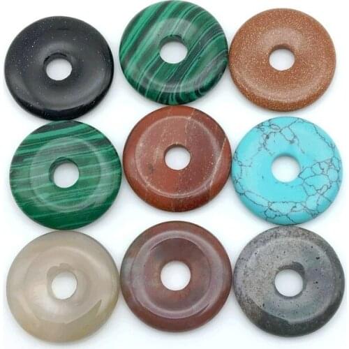 Beadztalk Stone Round Donnut Pendant DIY Jewelry 18 mm 25 mm 35 mm 40 mm Choose Sizes Sent Mixed Color s