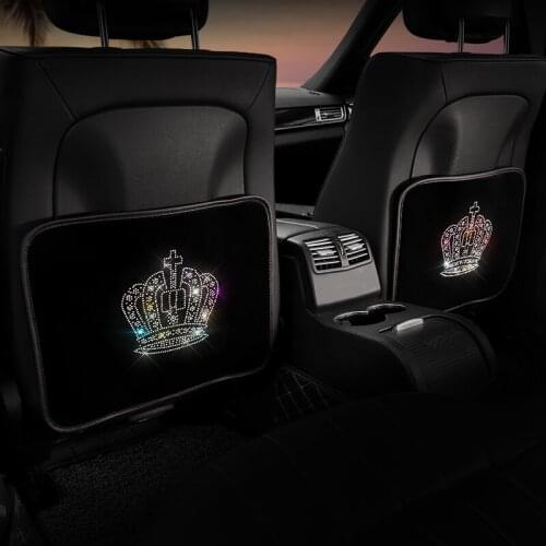 Bling Car Seat Back Anti-child-kick Pad Crown Rhinestone Auto Protector Automotive Accessories Women