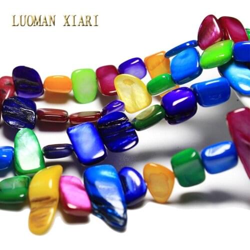 Natural Shell Hole Beads For Jewelry Making Strand 34 '' DIY Necklace Bracelet Wholesale 9-16mm Irregular Dyed Deep Colors