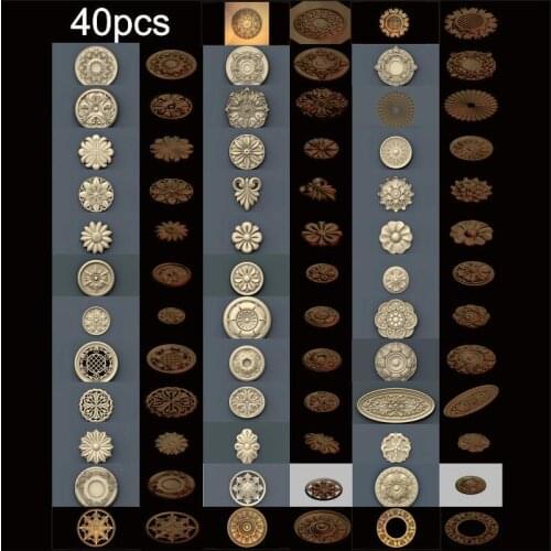 40pcs/set Decorative Round flower 3d model STL relief for cnc STL format 3d model for cnc stl relief artcam vectric aspire