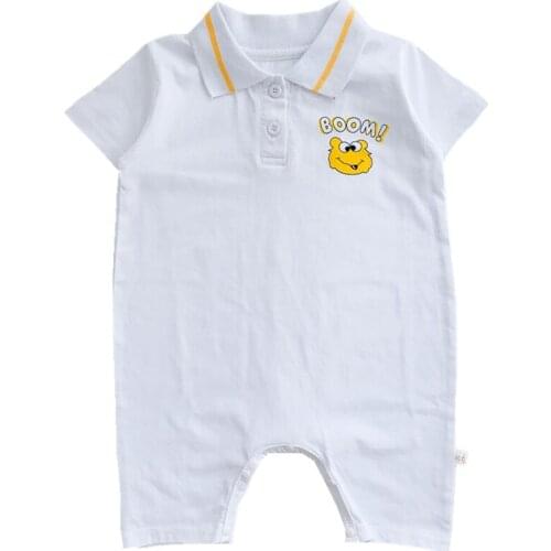 Infant Baby Boy Summer Romper One-Piece Short Sleeve Cartoon Cothes Turn-down Collar Toddler Boys Cotton Playsuits Outfits
