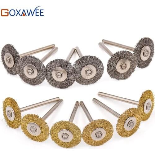 GOXAWEE 10pcs Abrasive Tools Dremel Accessories Tools Wire Wheel Brush Polishing Brush for Dremel Mini Drill 3.0mm shank