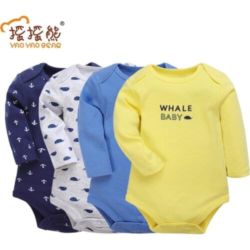 4pcs/lot Cotton Baby Boy Girl Roupa De Bebes Newborn Jumpsuit Long Sleeve Pure Cotton Pajamas 0-24 Months Rompers Baby Clothes