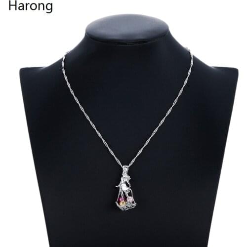 Classic Fairytale Sleeping Beauty Pendant Necklace Pearl Cage Removable Metal Chain Princess Necklace For Women Gift Jewelry