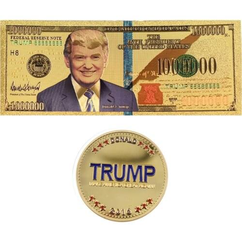 One Million Dollar 24k Gold Banknote Collectible 45th US President Donald Trump Paper Money&commemorative Coin for Collections