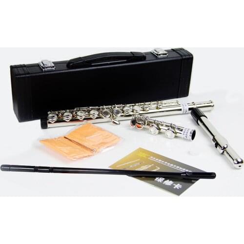 Concert Level 16 Hole E Key C Tune Nickel-plated Flute Cupronickel With hard case