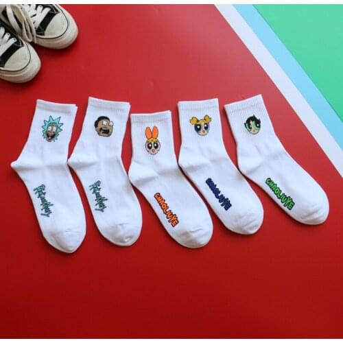 Adult Short Ankle Socks Blossom Bubbles Buttercup Fashion Cotton Power Girls Incredible Open-eyed Surprised US USA Puff Cartoon