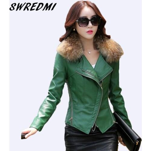 SWREDMI Spring Autumn Real Fur Womens Leather Jacket Slim Motorcycle Outerwear Coats Female Short Leather Coat Fashion Suede
