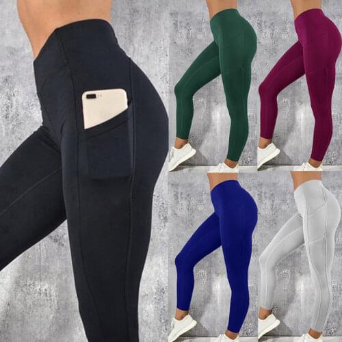 Sexy Fitness Women Gym Leggings Push Up High Waist Pocket Workout Slim Leggins Fashion Casual Mujer Pencil Pants