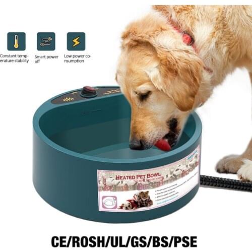 Pet Dog Bowl Food Winter Heated Feed Cage Bowl Constant Temperature Heating Thermostat Dog Basin Food Bowls Dogs Electric Bowl