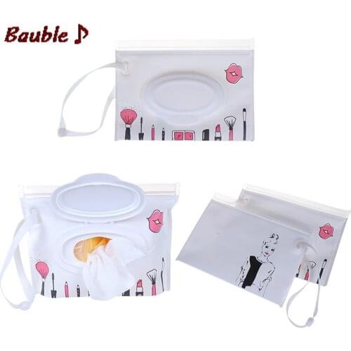 Cartoon Print Baby Wet Wipes Bag Reusable Wet Wipes Cover Container For Wet Wipes Baby Skin Care Travel Wipes Bag