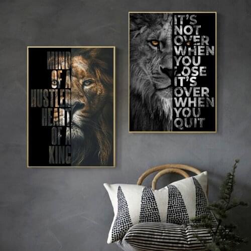 Letter Motivational Quote Canvas Paintings Modern Wild Lion Posters and Prints Wall Art Pictures for Living Room Home Decoration