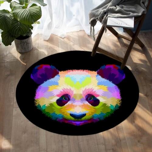Cartoon Drawing Color Pen Panda Carpet Round Mat Living Room Carpet 60cm 80cm 100cm 120cm 150cm