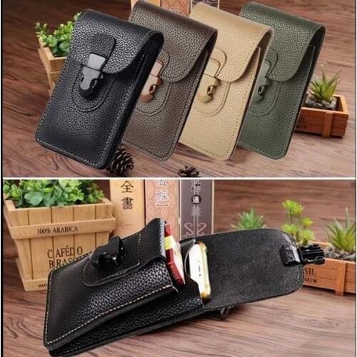 Men Leather Waist Bag Cell/Mobile Phone Coin Purse Pocket Belt Bum Pouch Pack Vintage Hip Bag Case For iPhone Waist Bags