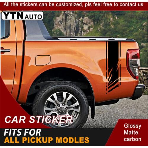 Rear Trunk Car Stickers Tracks Stripe Styling Graphic Vinyl Car Decals Accessories For Triton Ranger Hilux All PICKUP Modles