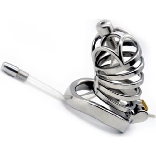 2020 News Stainless Steel Male Chastity Device Stealth Lock Cock Cage Sex Fetish Penis Cage Cockrings Sex Toy for Men G257B