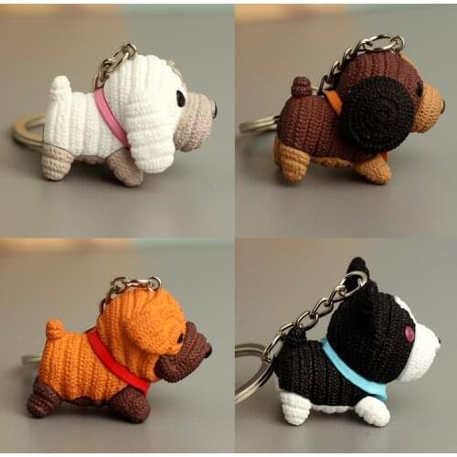 2021 New Hot Sell on Facebook Dog Mascot Keychain Knitted Dog Doll Pendant Fashion Creative Cute Ornaments Year of The Dog Gift