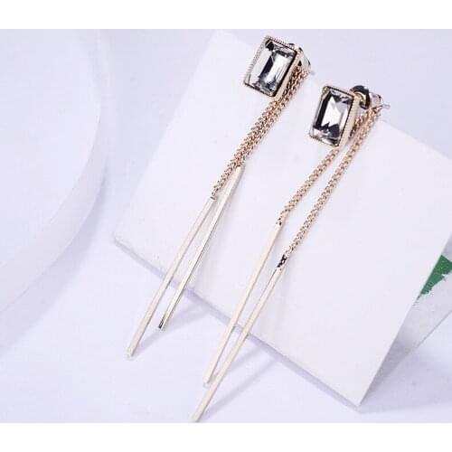 2021 New Earrings Crystal from Swarovskis Wholesale Simple and Creative Square Tassel Earrings Fit Women and female For Party
