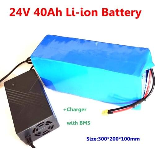 Rechargeable lithium ion battery 7S16P li-ion 24v 40ah battery pack for electric scooter/power tools +29.4V 5A charger