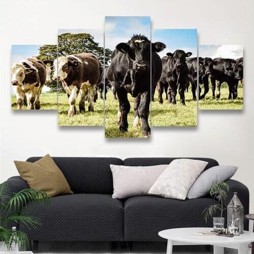 Full Square/Round 5D Diy Diamond Painting Cross Stitch 5Pcs Cow Animal Diamond Embroidery Farm Landscape Mosaic Unique ZP-2972