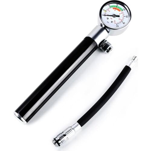 210PSI Bicycle Pump Mini Portable Pump With Pressure Gauge Manual Bicycle Tire Pump Outdoor Riding Equipment