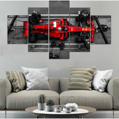 5 Pieces Eettel sf90 PIT STOP Ferray car Poster Canvas Art Living Room Home Decor Artwork Wall Picture Print Painting