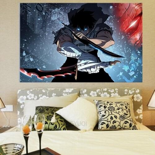 Sung Jin Woo Anime Poster Solo Leveling Manga Canvas Painting Cartoon Painting Wall Art Picture for Living Room Decor Nice Gift