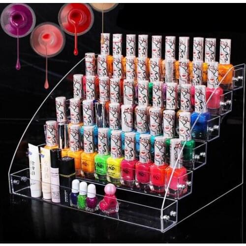 Pro 4-7 Tiers Acrylic Clear Cosmetic Varnish Display Stand Rack Holder Removable Nail Polish shelves Women Makeup Organizer Case