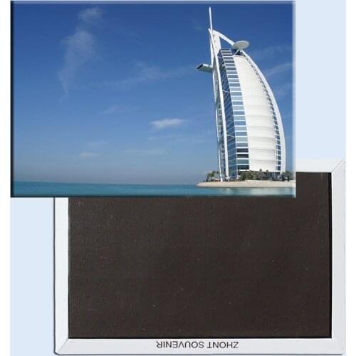 Rectangle Rigid Magnets , Dubai Hotel Scenery Tourist Rectangle 3"*2" Metal Fridge Magnet 5375
