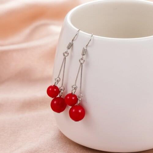 Factory Sales YaYi Jewelry Red Crystal Rhinestone Dangle Womens Fashion Silver Color Gem Long Hook Stud Tassel Earrings