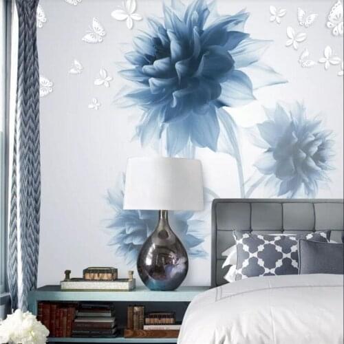 Blue modern minimalist European TV background wall professional production murals wholesale wallpaper mural poster photo wall