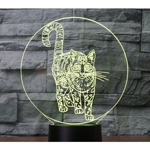 3D LED Night Light Standing cat with 7 Colors Light for Home Decoration Lamp Amazing Visualization Optical Illusion Awesome