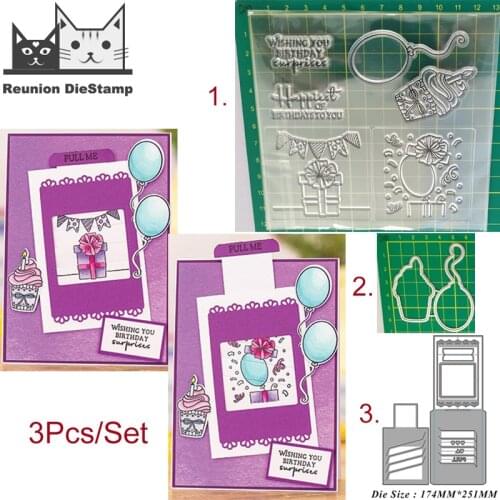 Surprise Gift Box Agency Card Metal Cutting Dies and Stamps Stencil for DIY Scrapbook Photo Album Embossing Paper Card
