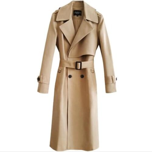 Mens trench coats man double breasted long coat men clothes slim fit overcoat long sleeve 2020 spring autumn new designer khaki