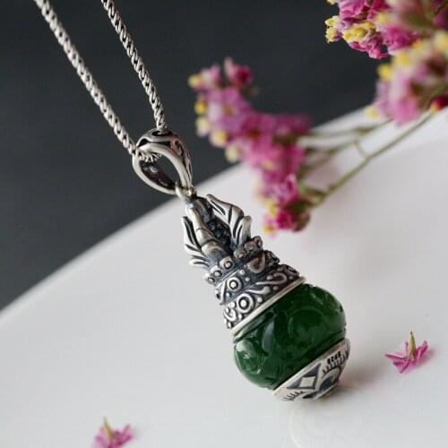 Vintage Thai Silver Wholesale Handmade Natural Jasper Silver Pendant Vintage S925 Sterling Silver Men And Women Pendant