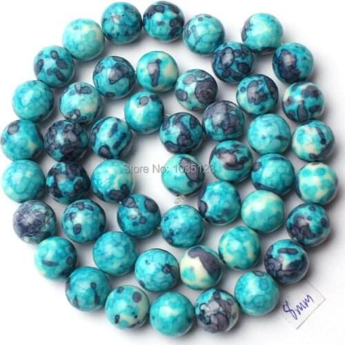 High Quality 8mm Pretty Round Shape Mixed Color Stone Loose Beads Strand 15" DIY Creative Jewellery Making w2181
