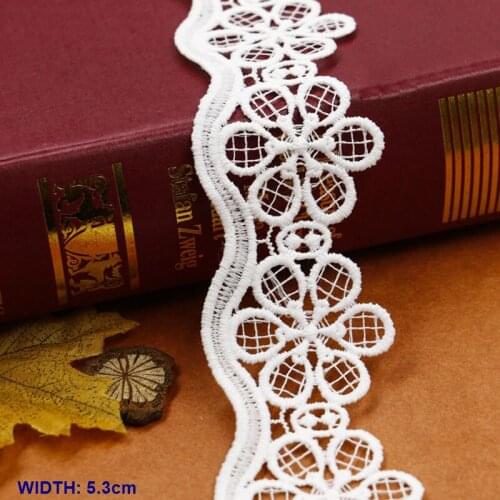 10Yard High Quality Plum Blossom Lace Fabric Water Soluble Milk Silk Embroidery Bar Code Ribbon Diy Wedding Skirt Sewing Trim