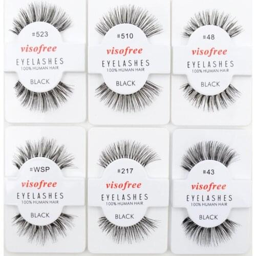 12 pairs Visofree Lashes Soft False Human Hair Eyelashes Adhesives Glamour Fake Eye Lashes Makeup Luxury Human Hair False Lashes