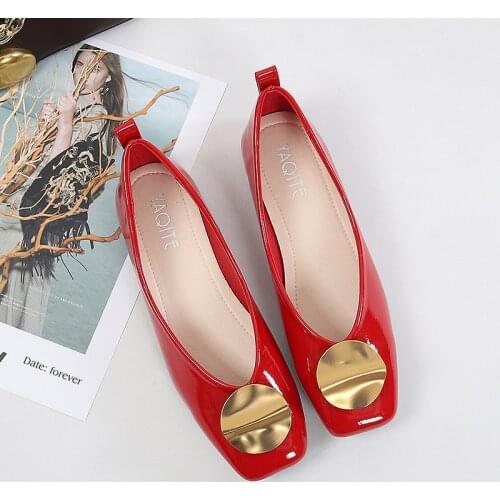2021 Ballerina Shoes Women Spring Fashion Ballet Flats Shoes Square Toe Patent Leather ShoesLoafers Women Girls