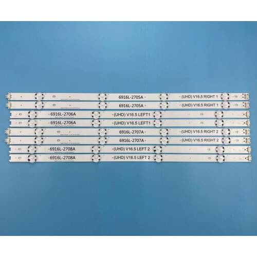 8 PCS/set LED backlight strip for LG 49UH6500 49UH650V 49UH661V 49UH668V LC490DGG FJ M6 M5 6916L-2452A 2453A 6916L-2551A 2552A