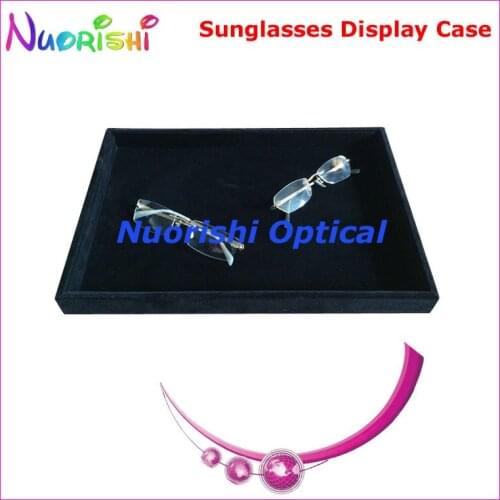 A630 Black Flannelette Sunglasses Eyeglasses Eyewear Glasses Jewelry Bracelet Watch Collection Display Tray Case free shipping
