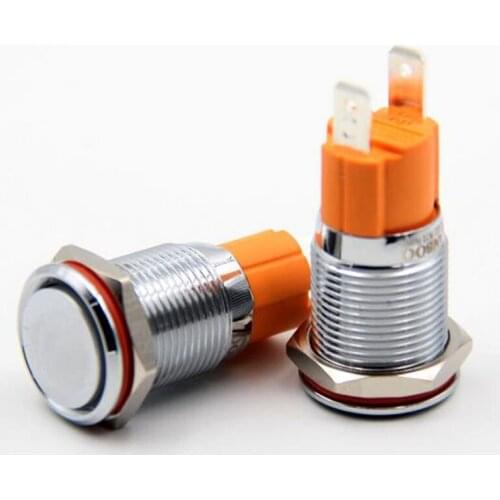 1pc Auto Metal Power Push Button Switch Latching Type On-off Waterproof and Welding 16mm 10A/250VAC
