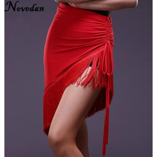 Fringe Latin Salsa Tango Rumba Cha Cha Ballroom Dance Dress Skirt Square Dance Red Black Latin Clothes Women Latin Dance Dress