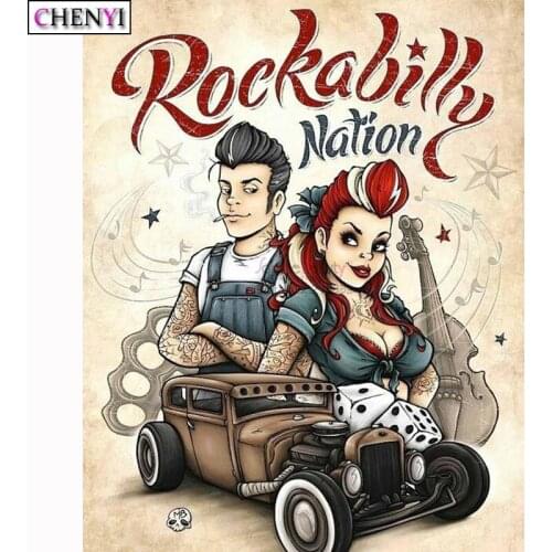 CHENYI 5D Diamond Painting Rockabilly Star Picture Full Square/Round Diamond Embroidery Cross Stitch Gift Kits Home Decor
