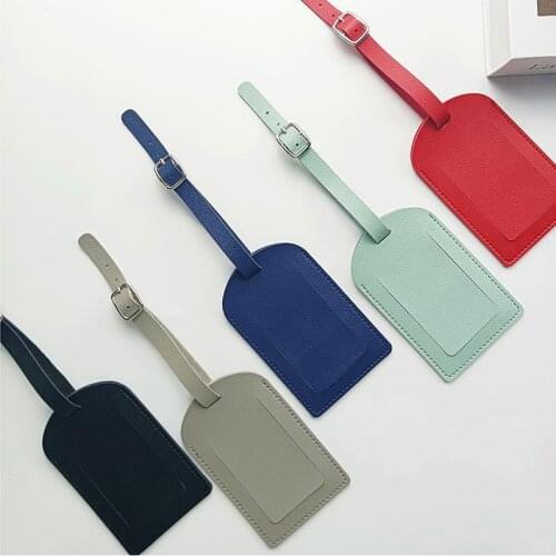 Travel Accessories Candy Color PU Leather Luggage Tag Ladies Hand Luggage Tag Luggage Tag ID Address Clip Boarding Luggage Tag