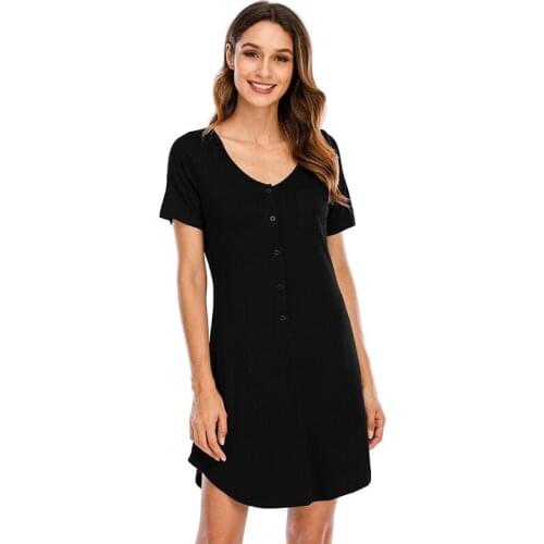 Leisure Elastic Home wear Sleepdress Women Short Sleeve Nightdress Ladies Breathable Loose Nightgown Female Plus size
