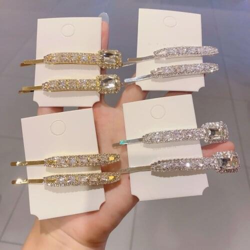 French elegant silver needle full of rhinestones design flower hairpin duckbill clip female fashion shiny hairpin headdress