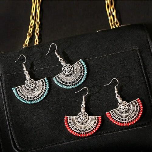 Ethnic Antique Semicircle Silver Color Earrings Female Wire Winding Anniversary Bridal Earrings Party Wedding Jewelry Ornaments